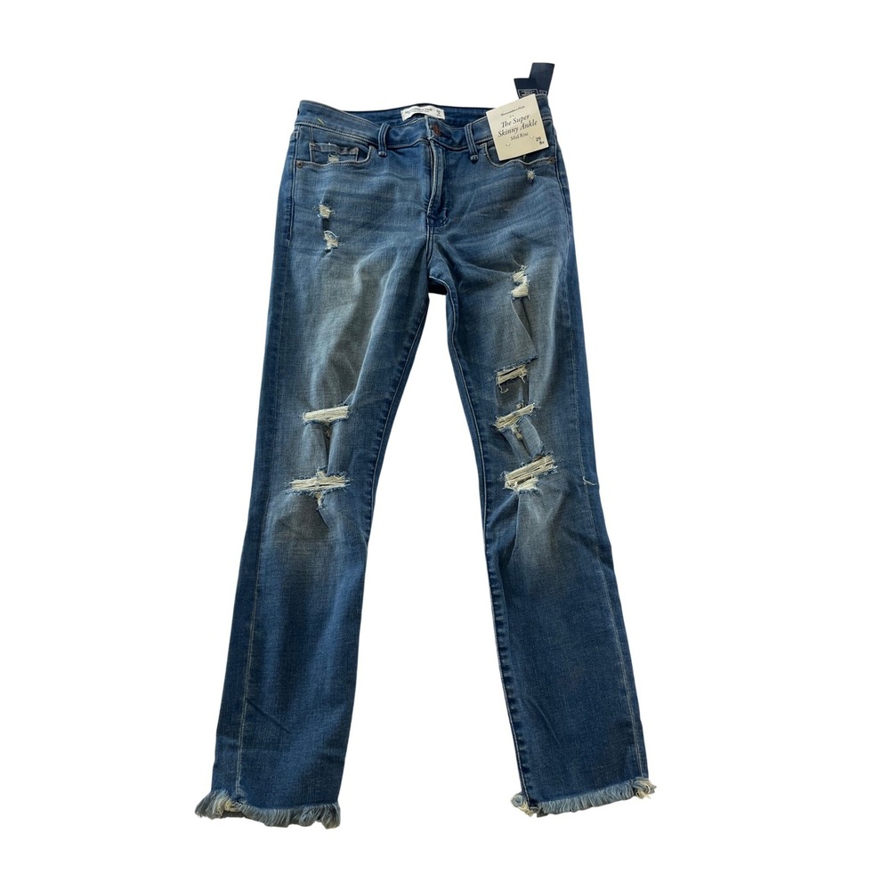 Abercrombie & Fitch‎ The Super Skinny Ankle Mid Rise Distressed Jeans Size 29
